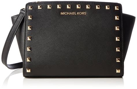 michael kors selma medium studded leather messenger|Michael Kors Selma Stud Medium Messenger .